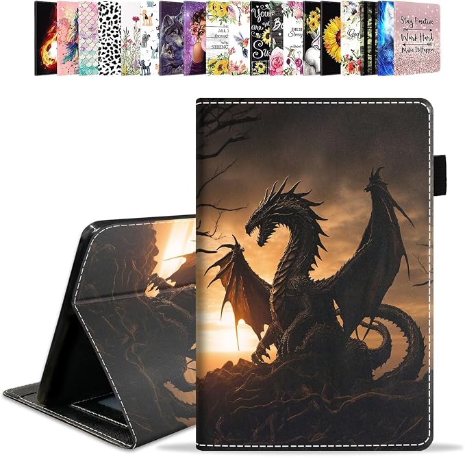 Case for Amazon Kindle Fire HD 10 Tablet 10.1 (9th/7th Generation 2019/2017 Release) - PU Leather Folio Case with Smart Auto Wake/Sleep African American Girl