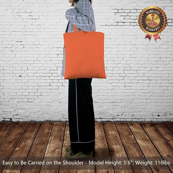 TOPDesign 24-Pack Economical 16"x15" Orange Cotton Tote Bag, Lightweight Medium Reusable Grocery Shopping Cloth Bags, Suitable for DIY, Advertising, Promotion, Gift, Activity