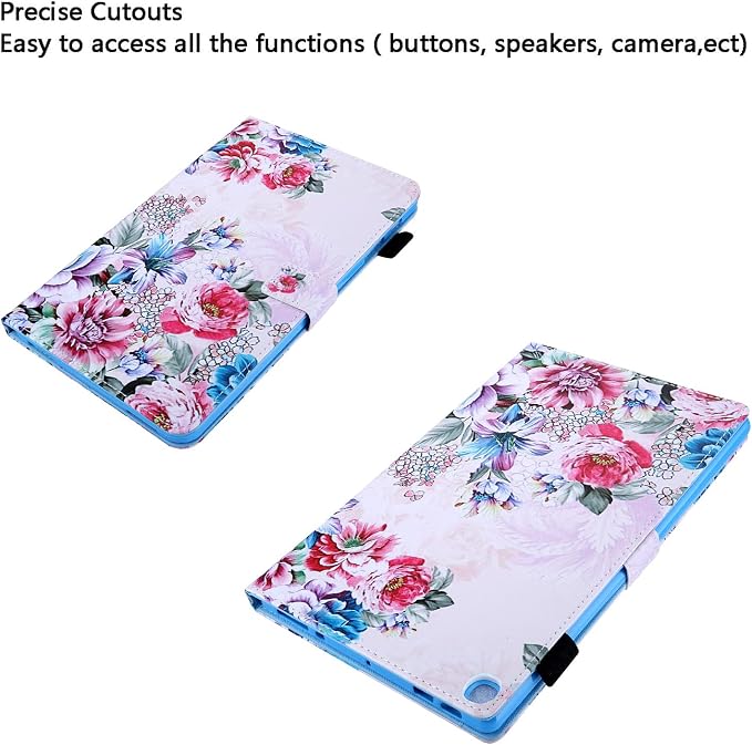 for Galaxy Tab A 8.4 Case 2020 Model (SM-T307/T307U) with Pencil Holder Pockets Multi-Angle Viewing Folio Stand PU Leather Shockproof TPU Cover for Samsung Tab A 8.4 T307 Black Rose Flower