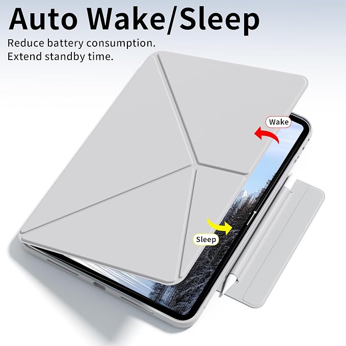 kenke Magnetic Case for iPad Air 11'' Air 10.9'' 5th/4th Gen Black | For iPad Air 11 M4 M3 M2 Air 10.9 (5th/4th 2022/2020) Multi-Folding Stand Cover Detachable Frame Back Auto Wake/Sleep