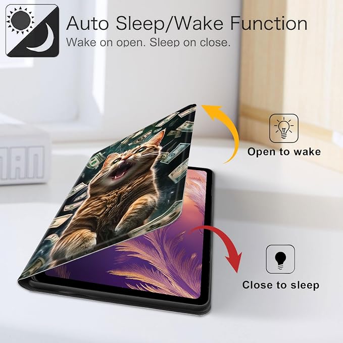 for iPad 11th Generation (A16 2025) 11 / iPad 10th Gen 10.9 2022 Case 360° Rotating PU Leather Stand Cover with Auto Sleep/Wake Shockproof TPU Backl Raccoon Perched