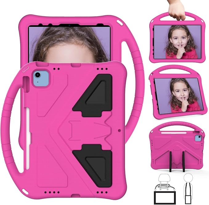 Dteck Kids Case for iPad 10.2 - Shockproof Rugged EVA Handle Stand Child Proof Case for iPad 9/8/7 Generation Black