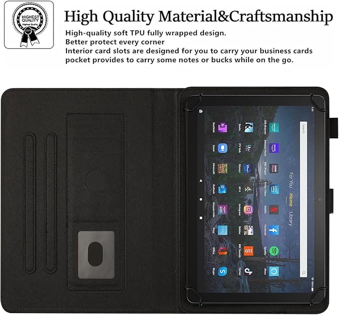 Universal Case for 10 Inch Tablet Multi-Angle Viewing Stand Case for 9.5-10.5 Inch Tablet Premium PU Leather Folding Stand Cover with Pen Holder &amp Multiple Angles Stand - Beach