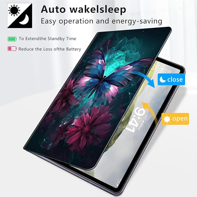 Case for iPad Air 11-inch (M4 2026 / M3 2025 / M2 2024) iPad Air 5th/4th Gen (2022/2020) 10.9 Slim PU Leather Folio Stand &amp Auto Sleep/Wake Protective Smart Cover Tree Fluorescent