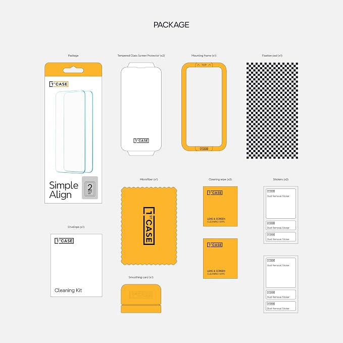 1stcase Tempered Glass [SimpleAlign] Screen Protector [2-pack Set] for Nothing Phone (2a) / (2a) Plus [Case-Friendly] - Clear