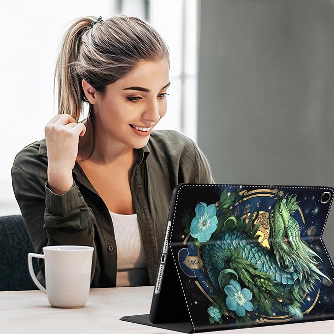 Case for New iPad (A16) 11th Generation 11 Inch 2025for iPad 10th Generation 2022 10.9 Inch Multi-Angle Stand Smart Cover Shockproof with Auto Wake/Sleep Baby Dragon