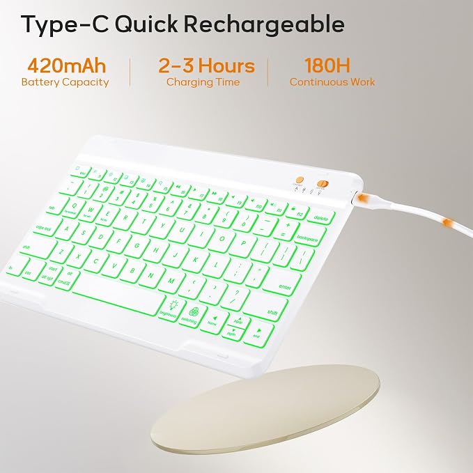 BLUTLOTUS Keyboard case for iPad 9th/8th/7th Generation 10.2 Inch - Backlit Wireless Detachable Folio Keyboard Cover with Pencil Holder for iPad 9th/8th/7th Gen Air 3rd Generation 10.5 Inch