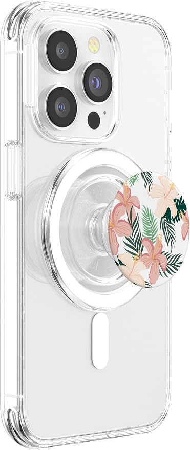 Tropical Hibiscus Flower of Hawaii with Floral Pattern PopSockets Adhesive PopGrip
