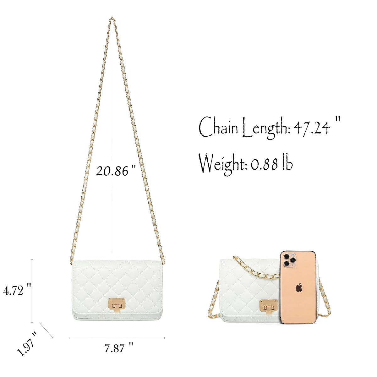 HAKSIM Women Leather Shoulder Bag Fashion Clutch Handbag Quilted Designer Crossbody Bag with Chain Strap
