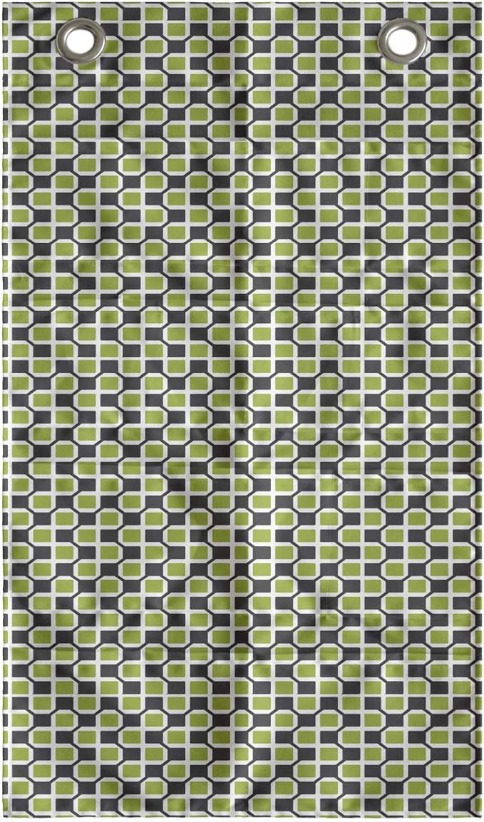Ambesonne Abstract Hanging Pocket Organizer, Pattern of Symmetric Mini Rectangles Connected with Streaks, Printed Polyester Storage Bag with Pockets, 21" x 31", Lime Green Taupe Grey