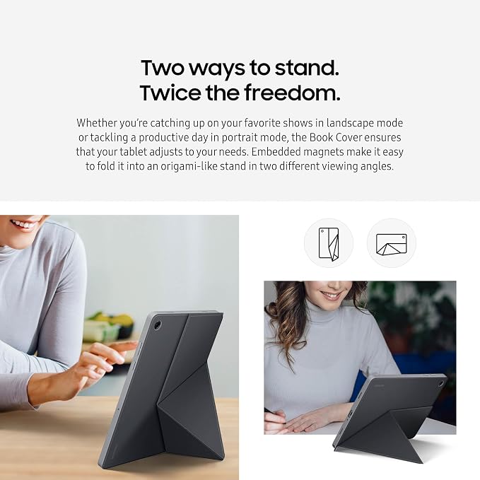 Samsung Galaxy Tab A11+ Book Cover Case Tablet Protector Foldable Stand with Landscape and Portrait Modes Protective Against Bumps and Scratches Auto Screen On/Off US Version Black