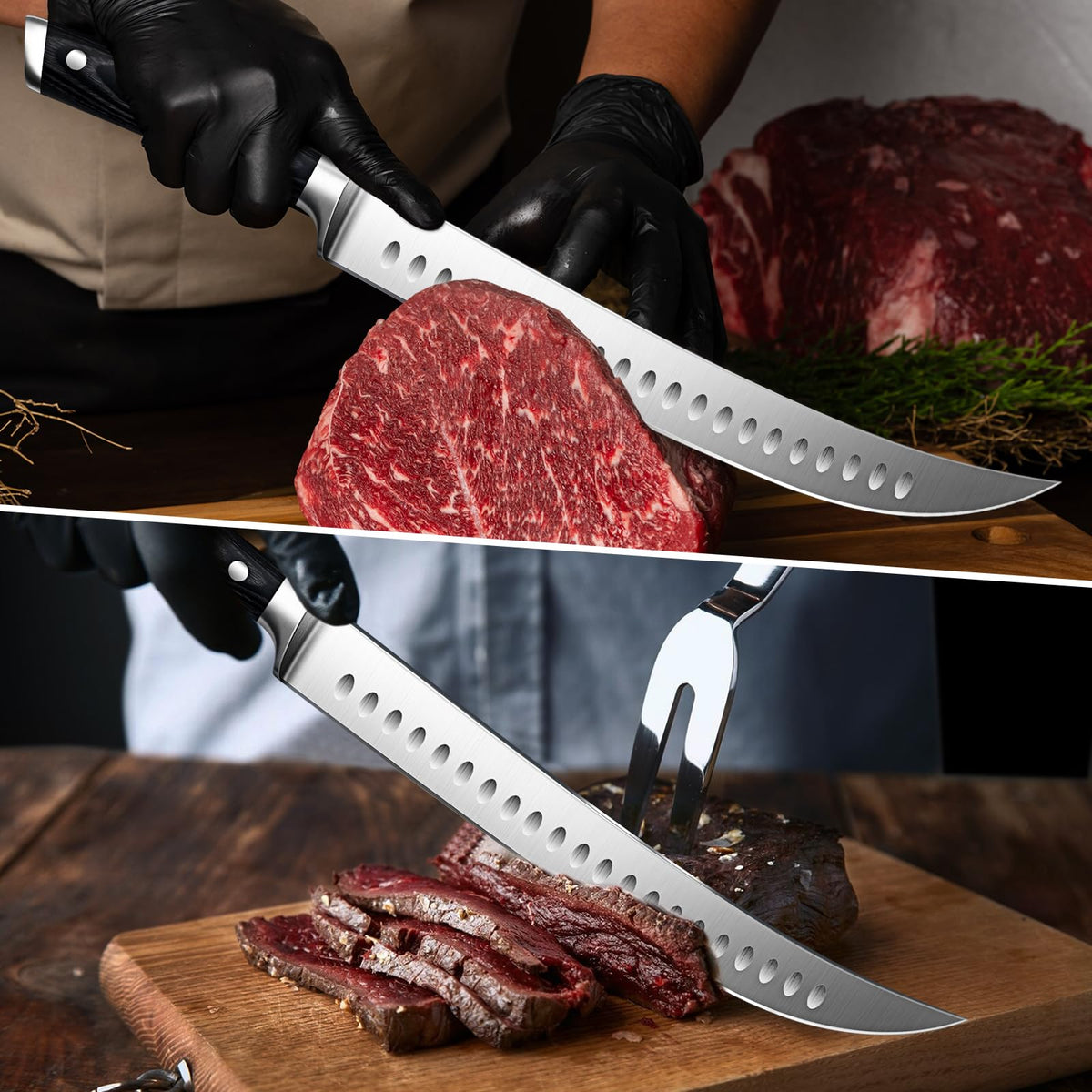 SHAN ZU 10-Inch Serrated Bread & Sourdough Knife with Wood Handle