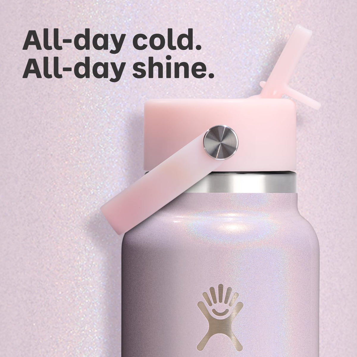 Hydro Flask Water Bottle - Insulated Stainless Steel - Wide Straw Lid, Non Spill, Leakproof in 24 Oz Glimmer Pink