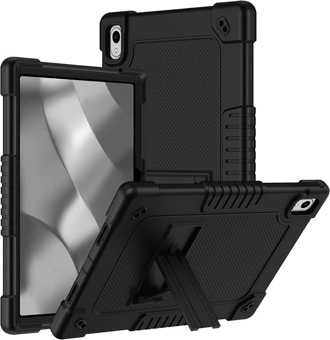 Compatible with Walmart Onn.11 Tablet Pro Case 2024 (Model:100146660) Silicone Hard Back Hybrid Cover Built in Kickstand Shoulder Strap Case for Onn 11 Tablet Pro 11 inch (Black)