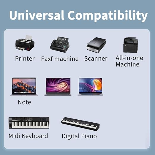 2 in 1 USB Type C to USB B 2.0 Printer Cable 2M USB C MIDI Cable | 6.6Ft Nylon USB A to USB B Priner Cable for Scanner MIDI Keyboard Digital Piano DAC &amp Audio Interface