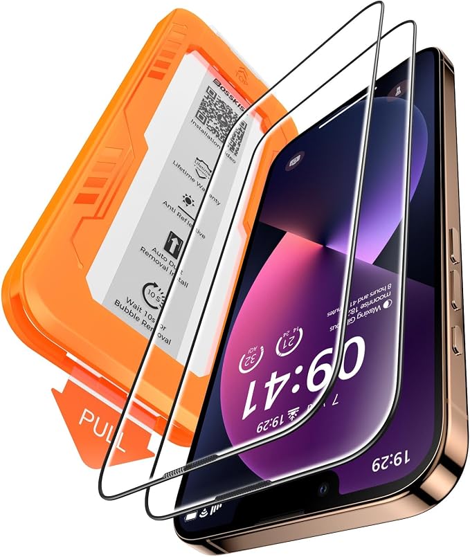 BossKiss for iPhone 11/iPhone XR Screen Protector TOP 9H Hardness Military Grade Shatterproof HD Tempered Glass Full Coverage Anti-Scratch Easy Installation Case Friendly 2 Pack