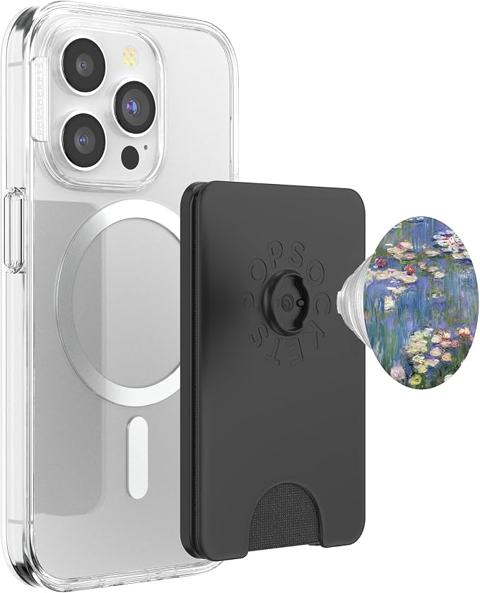 PopSockets Monet's Water Lilies Modern Art Impressionism Painting Phone Grip - Black - Compatible with Smooth Hard Plastic Phone Cases