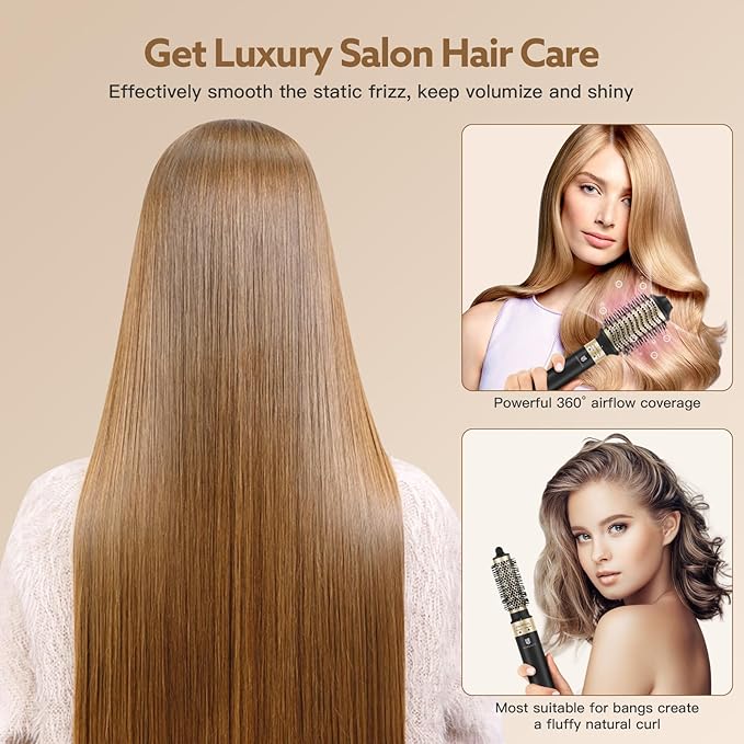 webeauty 5 in 1 Hot Air Styler, High-Speed Negative Ionic Hair Dryer with Auto Curlers, Professional Blow Dryer Brush, Volumizer Straightener Multiple Styling, No Heat Damage