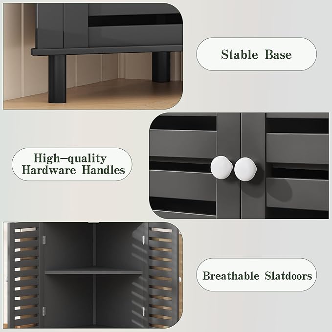 VECELO Tall Corner Cabinet, 68.8'' Storage Cabinet with Doors and Adjustable Shelves, for Living Room, Bathroom, Kitchen, Grey