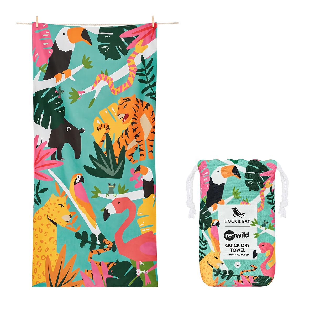 Dock & Bay Beach Towel - Quick Dry, Sand Free - Compact, Lightweight - 100% Recycled - Includes Bag - Havana Cabana - Set of 4 - Extra Large (200x90cm, 78x35)