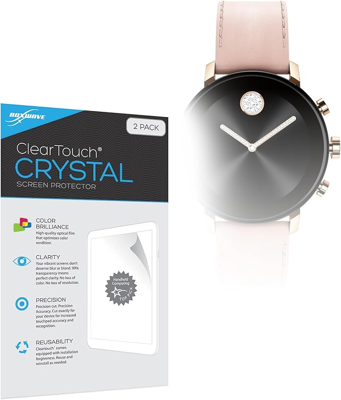 BoxWave Screen Protector Compatible with Movado Connect 2.0 (40mm) - ClearTouch Crystal (2-Pack) HD Film Skin - Shields from Scratches