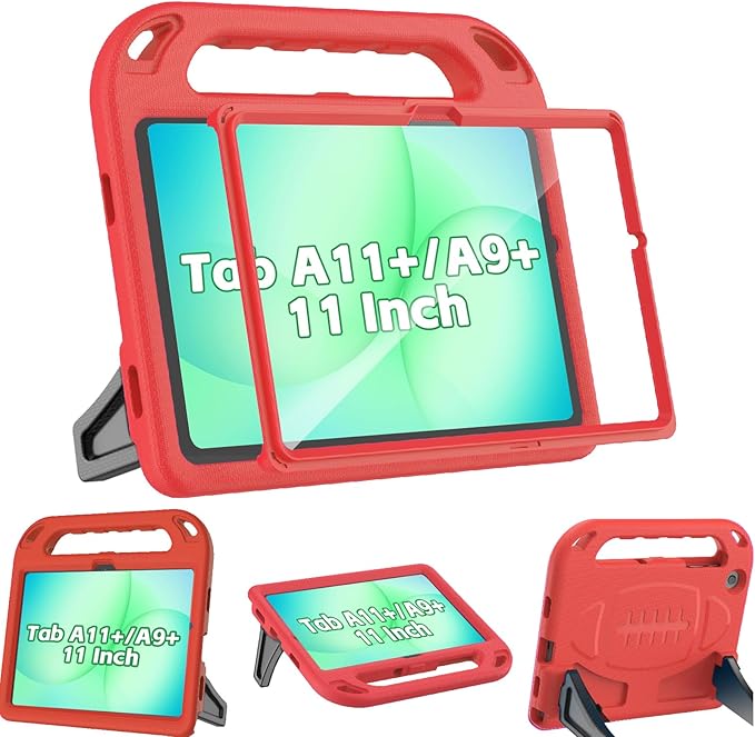 BMOUO Kids Case for Samsung Galaxy Tab A11+ Plus 11” 2026/A9+ Plus 2023 11 inch Tablet with Screen Protector Shockproof Lightweight Stand Handle Galaxy Tab A11 Plus/A9 Plus Case for Kids Black