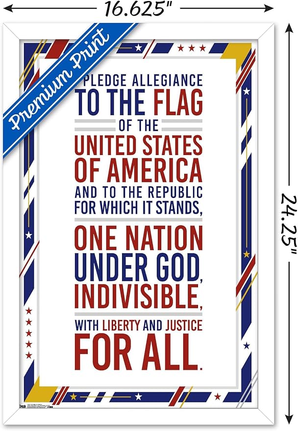 Trends International The United States Of America - Pledge Of Allegiance Wall Poster, 14.725" x 22.375", White Framed Version