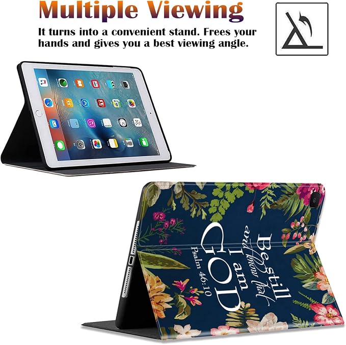 for Samsung Galaxy Tab A8 10.5 2022 Case and Coaster Set Adjustable Stand with Auto Sleep/Wake Shockproof Cover for Samsung Galaxy A8 10.5 Tablet SM-X200/X205/X207 Bible Verse Quotes Psalm 46:10