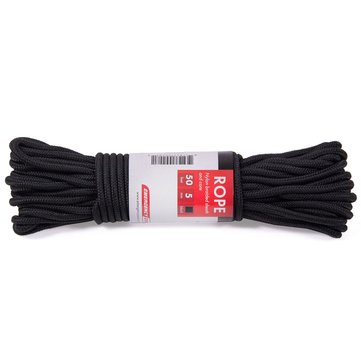 5mm Nylon Braided, 50 Foot, Multi-Purpose Camping Rope | Black (1 Pack)