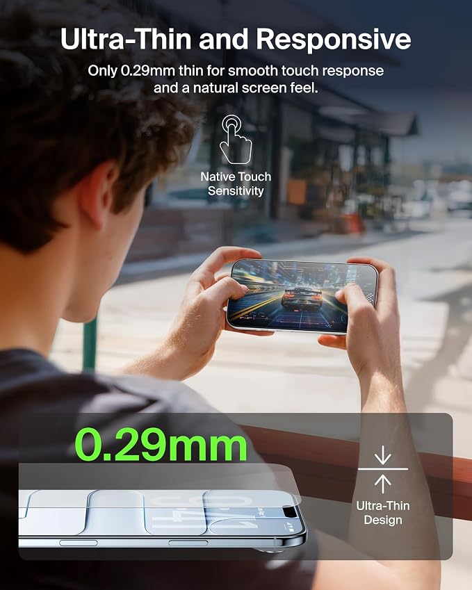 Belkin ScreenForce UltraGlass 2 Screen Protector for iPhone Air 25X Stronger Glass Scratch-Resistant &amp Impact Protection Easy Align Tray for Bubble-Free Application Made with Recycled Glass