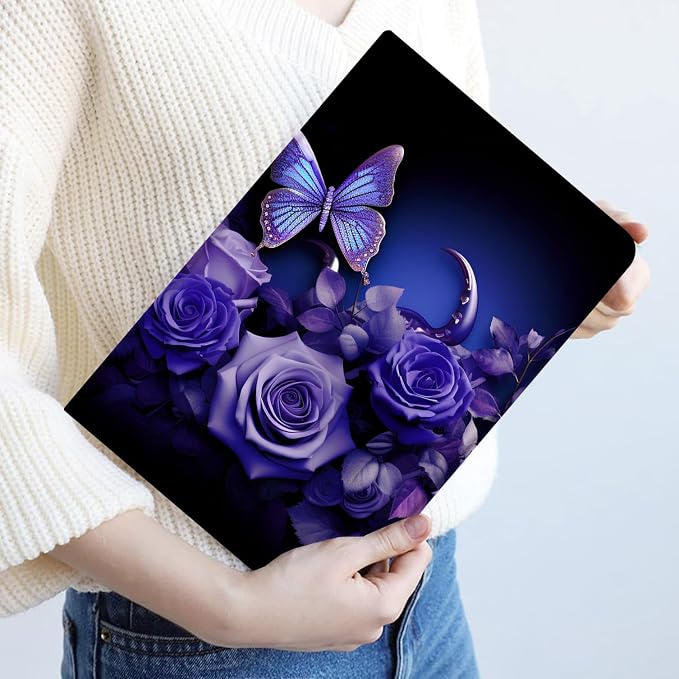Case for Samsung Galaxy Tab A11 + Plus/A9 + Plus 11 Inch 2025/2023 Ultra-Thin Multi-Angle Protective Cover with Auto Sleep/Wake Black Cat and the Blue Flower