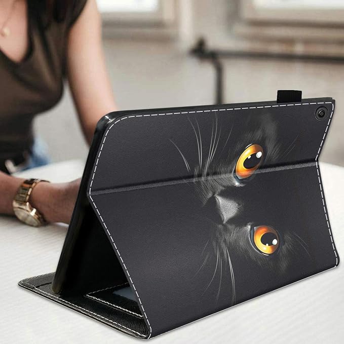 Case for Amazon Kindle Fire HD 10 Tablet 10.1 (9th/7th Generation 2019/2017 Release) Slim Folding Stand Folio Cover with Card Slot &amp Auto Wake/Sleep - African American Girl