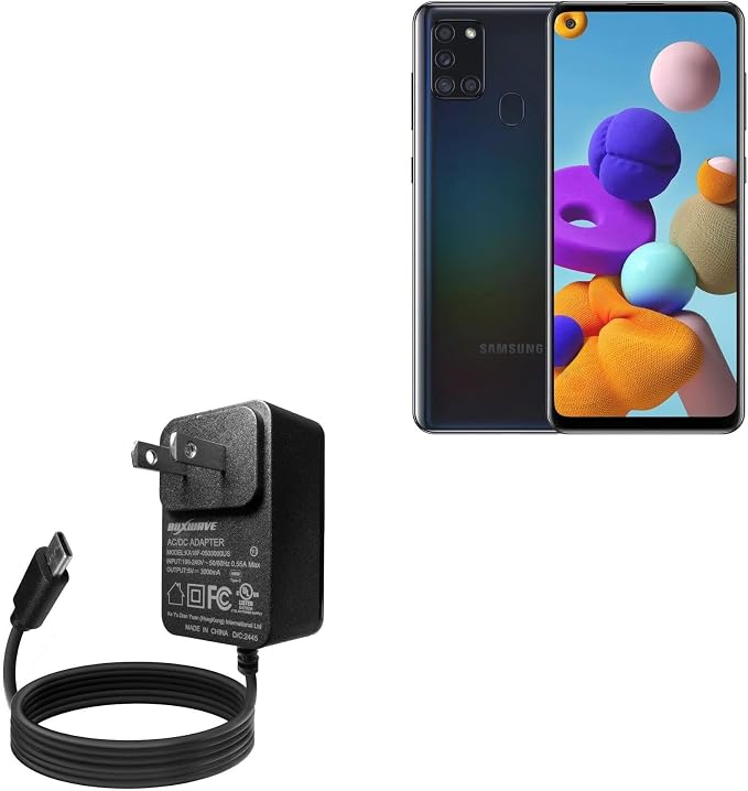 BoxWave Charger Compatible with Samsung Galaxy A21s - Wall Charger Direct (15W) Rapid Charge Your Device with Built-in 3ft Cable