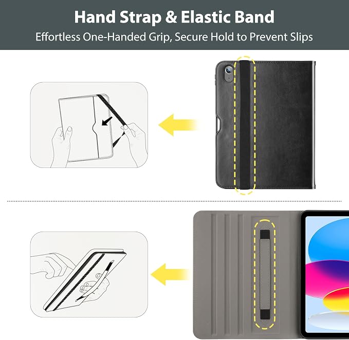 ProCase for iPad A16 11th Generation 11” 2025/iPad 10th Generation 10.9” 2022 with Pencil Holder iPad 11/10 PU Leather Case Business Stand Cover Smart Folio with Hand Strap Front Pocket -Berrypurple