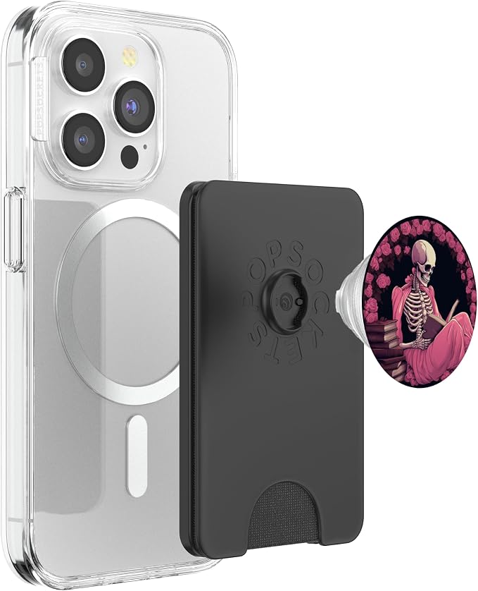 Book Lover Gothic Bookworm Reading Skull Bones Librarian PopSockets Adhesive PopGrip