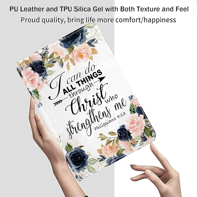 Case for Samsung Galaxy Tab S8 Plus 2022/S7 FE 2021/S7 Plus 2020 12.4 inch Ultra-Thin Multi-Angle Bracket Full Body Case with Wake/Sleep Function - Bible Phil 4-13 Floral