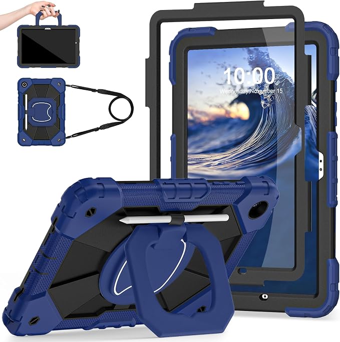 Auizotl Case for Samsung Galaxy Tab A11+/A9+ Plus 11 Inch with Screen Protector/Rotating Stand/Pen HolderMilitary Grade Shockproof Cover for Galaxy Tab A11 Plus /A9 Plus CasesBlack