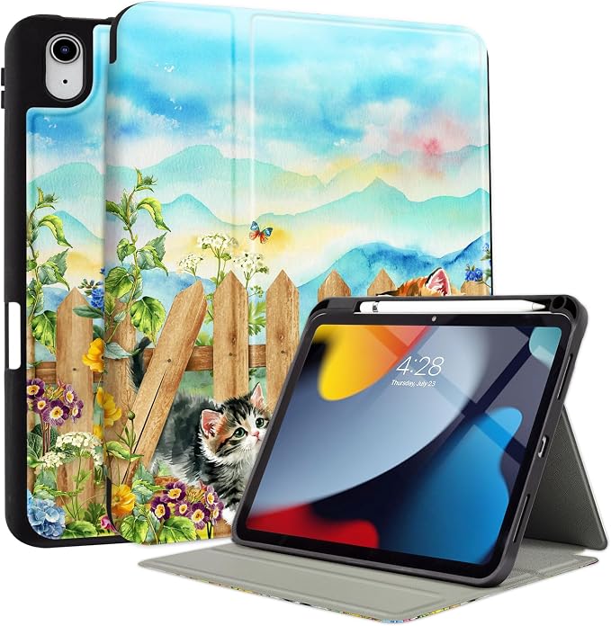 Vimorco Christmas Case for iPad (A16) 11th/10th Gen 11/10.9 inchAntlers | Multi-Angle Viewing Protective Folio Stand Shockproof CoverPencil HolderSupport Touch IDAuto Wake/SleepEssential Gift
