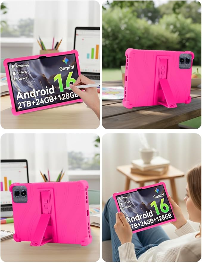 Case Compatible with TABWEE T50 11 inch Tablet – Shockproof Silicone Protective Case with Kickstand Anti-Slip Drop-Resistant Business Style (Black)