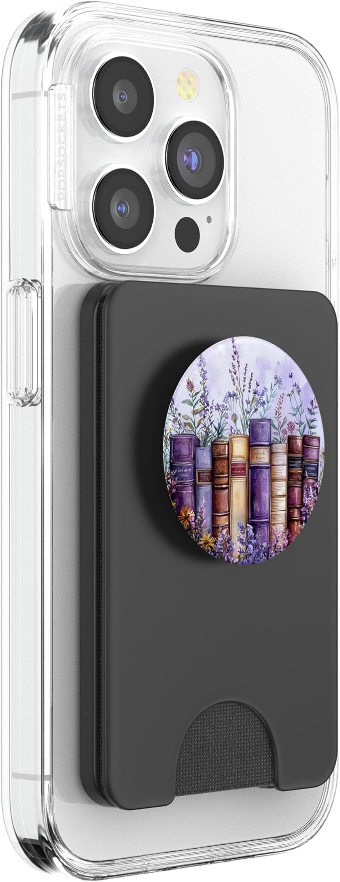 Book Lover Purple Wildflower Book Themed Floral Bookworm PopSockets PopGrip for MagSafe