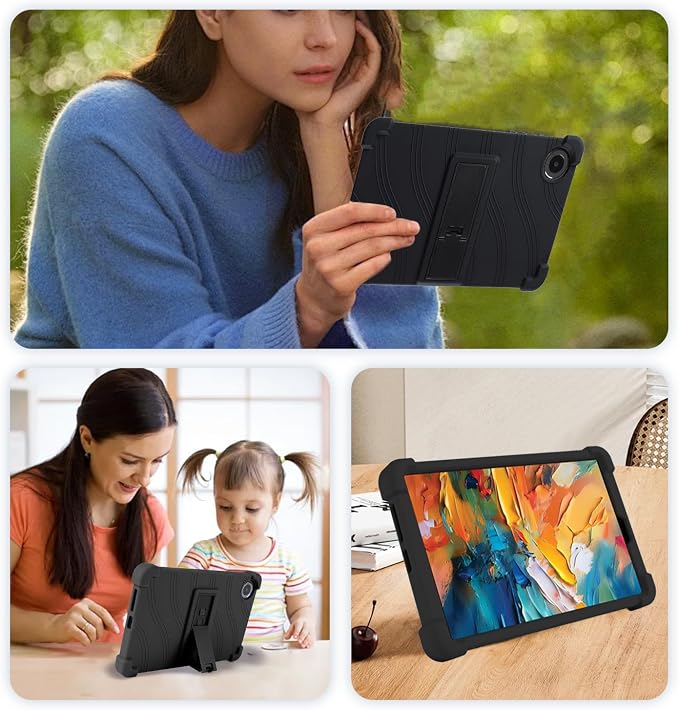 Case for TCL TAB 8 NXTPAPER 5G 8.7-Inch Tablet – Shockproof Silicone Protective Cover with Kickstand Drop-Resistant Business Style (Black)
