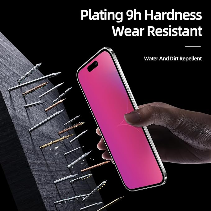 2 Pcs Dazzling Gradient Colorful Anti-Spy Tempered Glass Screen Protector Electroplated Anti-Blue LightHD Anti-scratch Privacy Protection (iPhone 14 Pro)