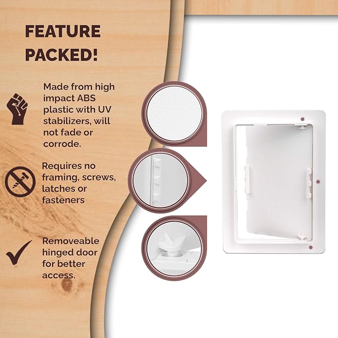 Morvat Access Panel 6x9 Inch for Drywall & Ceiling with Door, Heavy-Duty Durable ABS Plastic & Easy Install Access Box, Wall Hole Cover Plate for Plumbing & Electrical Cables & Wiring, White