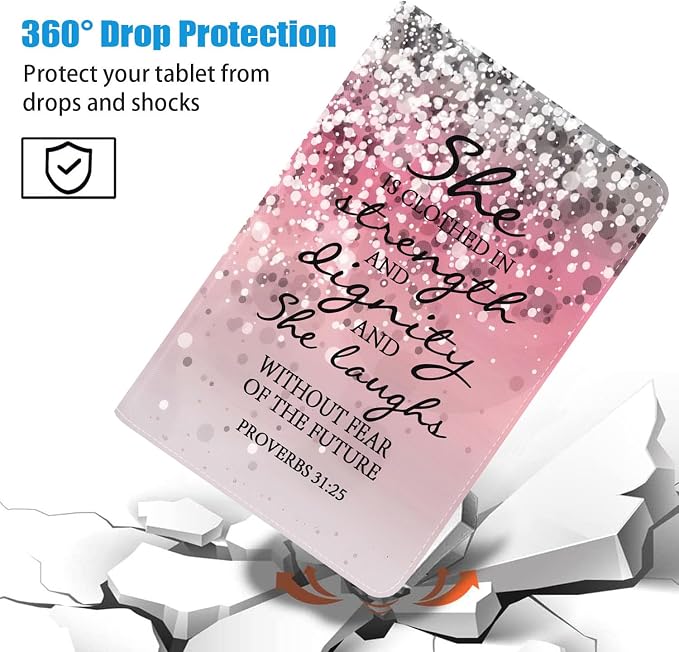 Case for Samsung Galaxy Tab A 10.1 Inch 2019 Tablet [SM-T510/T515/T517] Slim PU Leather Case Adjustable Stand with Auto Wake/Sleep - Bible Verse Proverbs 31:25