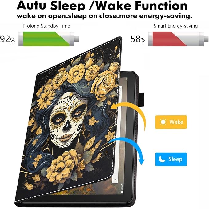 Case for Amazon Kindle Fire HD 10 Tablet 10.1 (9th/7th Generation 2019/2017 Release) - PU Leather Folio Case with Smart Auto Wake/Sleep African American Girl