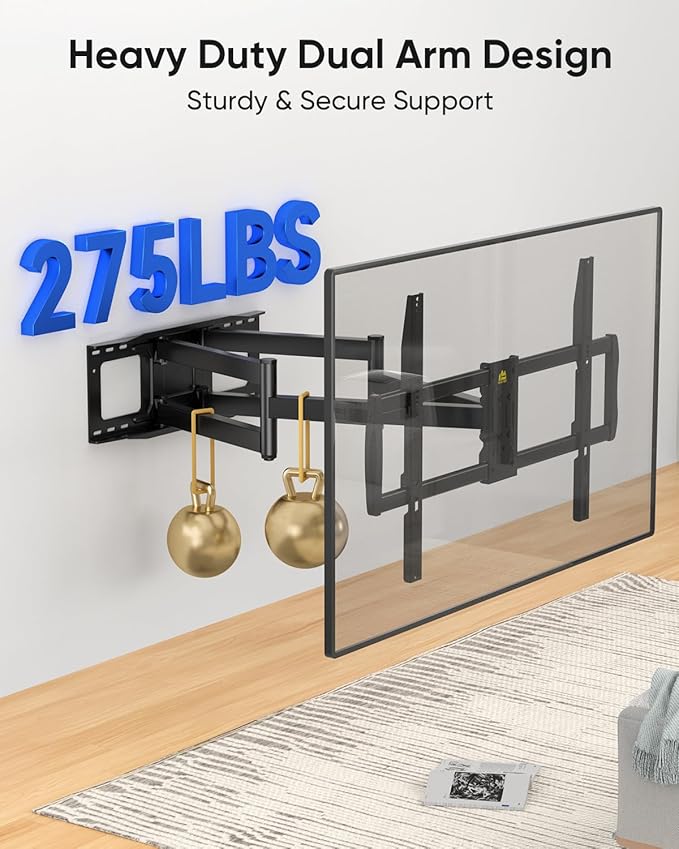 FORGING MOUNT Heavy Duty XXL Full Motion TV Wall Mount for 55-120 inch Extra Large TVs 98" 100",Holds 275 lbs, Max VESA 900x600, 42.9" Extension Long Arm TV Mount Swivel,Tilt,Preassembled,16-24” Studs