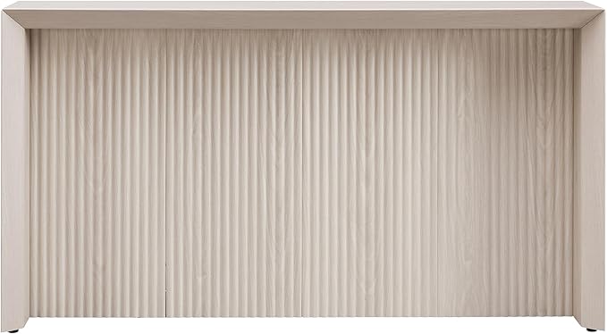 Henn&Hart 56'' Wooden Rectangular Fluted Console Table Entryway Table, Sofa Table for Entryway, Living Room, Couch, Hallway, or Office, Alder White