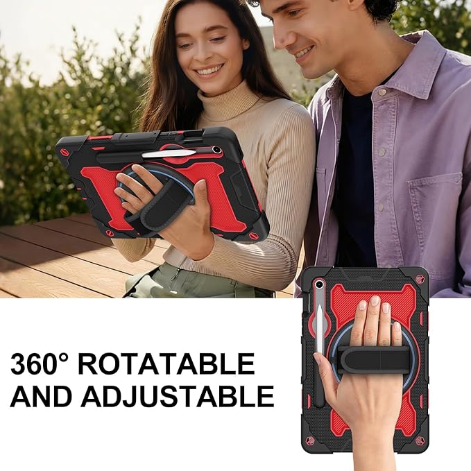 Galaxy Tab S10 Lite/S10 FE/S9 FE 5G/S9 Case 10.9/11 inch | with Screen Protector 360° Rotating Kickstand Hand/Shoulder Strap Heavy Duty Shockproof Cover S Pen Holder Kids Friendly