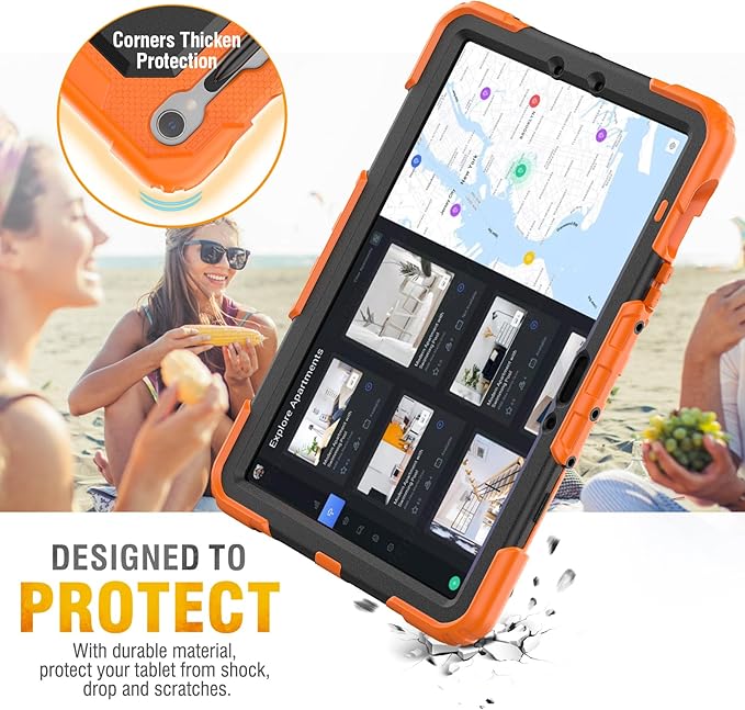 HXCASEAC Case for Galaxy Tab S10 FE / S9 FE 5G 10.9 inch, Shockproof Design with Screen Protector, 360° Hand Strap Stand, S Pen Holder, Heavy Duty Protective Samsung S9 FE / S10 FE Tablet Case,Orange