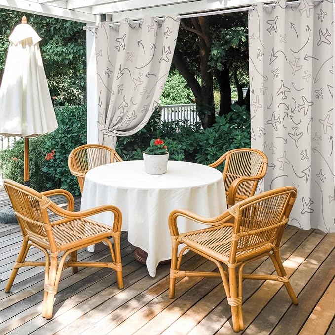 Abstract Airline Route Waterproof Outdoor Curtains